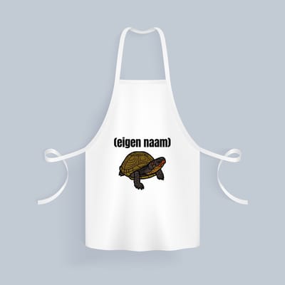 Akyol - schildpad met eigen naam Keukenschort - Schildpad - schildpad liefhebbers - iemand die houdt van schildpadden - verjaardag - cadeau - kado - geschenk - 82 bij 71 cm