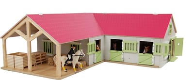 Kids Globe - Horse Corner Stable with 3 Boxes and Storage Pink 1:24