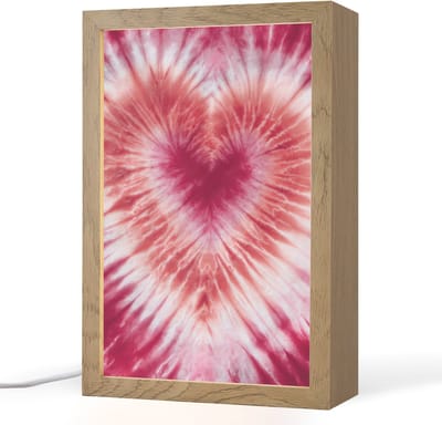 Nachtlampje 20x30 cm - Kinder lampje - Hartvorm - Roze - Tie dye - Tafellamp kinderkamer - Slaapkamer lamp - Bedlamp kinderen - Kinderlampje stopcontact - Wandlamp babykamer - Nachtlampjes