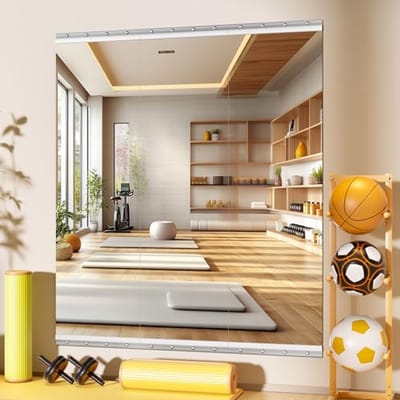 Groot Lichaamsbeeld voor Thuisgym, 55" x 17" - Frameloos Tempered Glas Wandspiegel voor Yoga, Garage, Slaapkamer en Badkamer