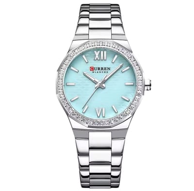 Curren - Dameshorloge - Polshorloge - Horloge - Geschenkdoos - Vrouwen - Zilver Blauw - Diamonds