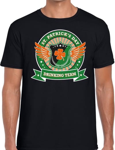 St. Patricks day drinking team t-shirt zwart heren - St Patrick's day kleding S