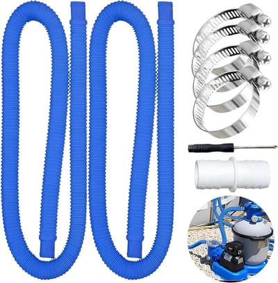 Verlengslang voor zwembad 150 cm Ø 32 mm met 4 metalen veiligheidsclips - Blauw, duurzaam en flexibel