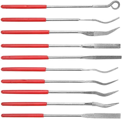Vijlset 10-delig - Metaalvijlen set - Metaal Bewerken - Antisliphandgreep - 14 cm lengte - Grijs