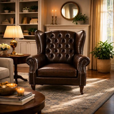 Chesterfield Fauteuil - Mokka Donker Bruin - Leer - Stoel Chesterfield - Lounge Chair - Clubfauteuil - Relaxfauteuil - Loungestoel - Zetel