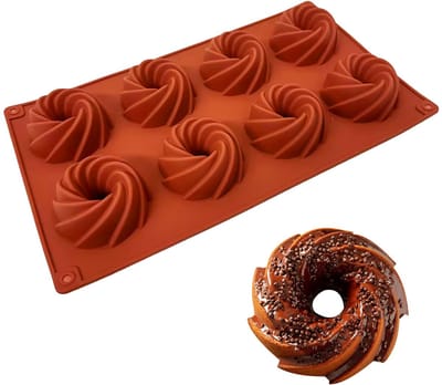 Dailygoods- Tulbandvorm Mini - Siliconen Bakvorm - 8 Holtes - Temperatuurbestendig - Flexibel - Gemakkelijk Schoon te Maken