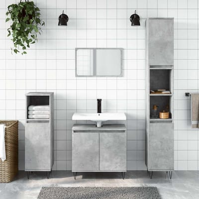 vidaXL - Badkamerkast - 58x33x60 - cm - bewerkt - hout - betongrijs