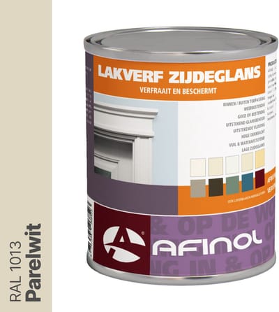 Afinol Zijdeglans Lakverf Parelwit (RAL 1013) 750 ml - Houtverf Binnen - Houtverf Buiten - Lak Geschikt voor Hout, Metaal en Kunststof - Metaalverf - Meer dan 9.000 kleuren