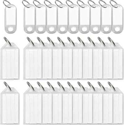 Label Sleutelhangers - Naamplaatjes Labels - Items Markeren - Transparant Ontwerp - 30 stuks - Transparant