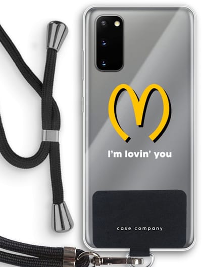 Case Company® - Hoesje met koord geschikt voor Samsung Galaxy S20 hoesje met Koord - I'm lovin' you - Telefoonhoesje met Zwart Koord - Bescherming aan alle Kanten en Over de Schermrand