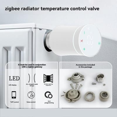 Thermostatische Radiatorkraan - Slimme Verwarmingsregelaar - Energie Besparen - App & Spraakbediening - M30 x 15 mm - Zoals Afgebeeld