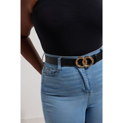 Yours Zwarte Riem Met Gedraaide Dubbele Cirkelsize 42-44