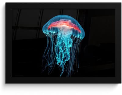 Poster in lijst - Fotolijst 30x20 cm - Posters - Kwal - Tentakels - Blauw - Licht - Posterlijst zwart - Decoratie - Wanddecoratie woonkamer - Muurdecoratie slaapkamer