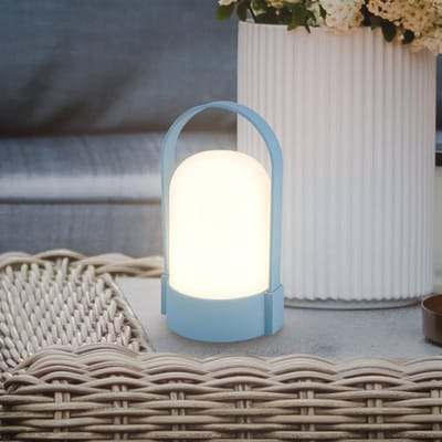 B.K.Licht Asa - Oplaadbare Tafellamp - snoerloze lamp - dimbaar - kampeerlamp - tentlamp - 50 Lm - voor binnen en buiten - 9 x 8 x 15,5 cm - blauw