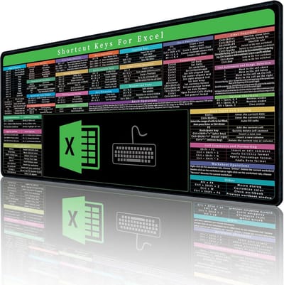 Extra Grote Excel Sneltoetsen Muismat - Meer dan 150 Snelkoppelingen - Antislip & Waterdicht Bureauonderlegger
