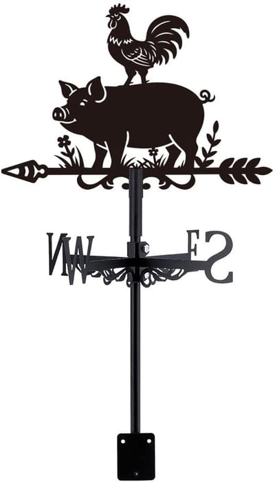 Dailygoods - Zwart IJzeren Varken Haan Weathervane - Decoratieve Windwijzer
