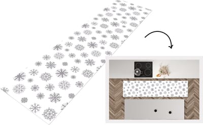 Keukenloper - Loper keuken - Sneeuwvlok - Design - Winter - 200x50 cm - Keukenloper vinyl