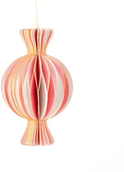 Papier honeycomb snoepje roze met wit