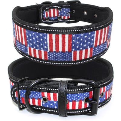 Collier pour chien en nylon réfléchissant réglable confortable rembourré élargi colliers pour animaux de compagnie parfaits pour les chiens de taille moyenne et grande Pitbull Berger Allemand Collier L