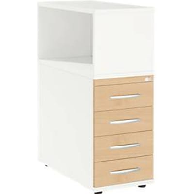 Schäfer Shop Select LOGIN aanbouwdeel, met bovenblad, 4 laden, B 409 x D 800 x H 1120 mm, hout, afsluitbaar, wit/marmel