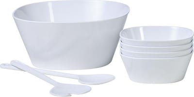 Mepal - salade Conix 6-delig – saladeschaal met saladebestek - wit – serveerschalen