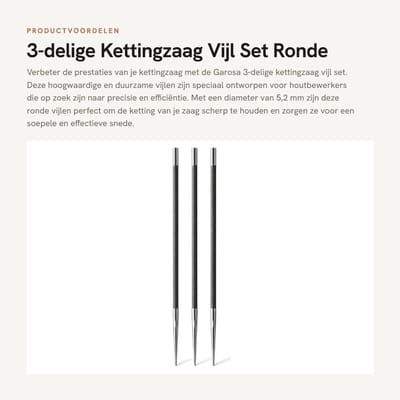 Dailygoods- Kettingzaagvijl 5,2mm - 3pcs Set - Hoogwaardige Harde Vijl - Houtbewerking Accessoires - Eenvoudig in Gebruik - Duurzaam - Kettingzaag