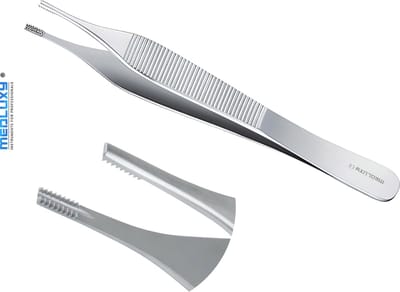 Medluxy - Pincet Adson Brown - 9x9 Tanden - 12 cm - EHBO Verpleegkunde Hechtpincet Weefsel Pincet Tissue Forcep Pince Burcelles