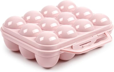 Plasticforte Eierdoos - koelkast organizer eierhouder - 12 eieren - roze - kunststof - 20 x 18,5 cm