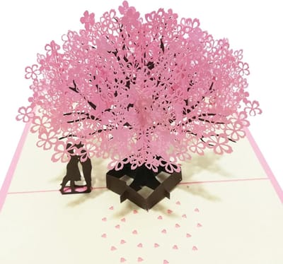 Wenskaarten - Pop-up kaarten Handgemaakte kaarten - Geleentheden vieren - 3D Kersenbloesem ontwerp - 15x20 cm - Roze