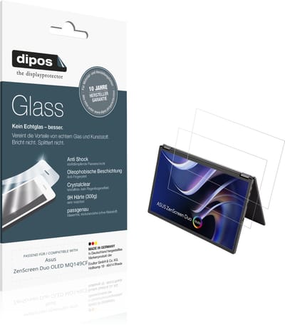 dipos – 2x Pantserfolie geschikt voor Asus ZenScreen Duo OLED MQ149CF | 9H Screenprotector