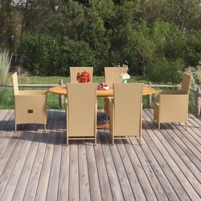 vidaXL - 7-delige - Tuinset - poly - rattan - beige