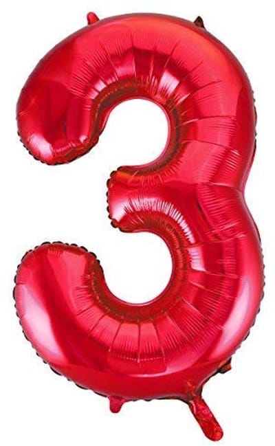 Gigantische folieballon 86 cm cijfer 3 in rood voor elk feest