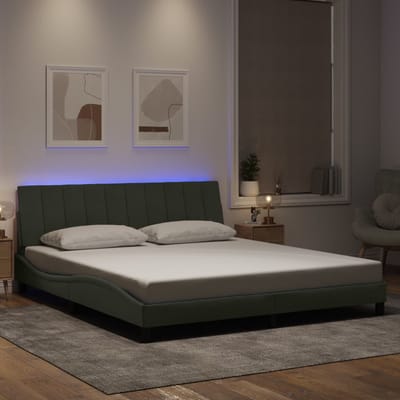 vidaXL - Bedframe - met - LED - zonder - matras - "Hanko" - lichtgrijs - 180x200 - cm