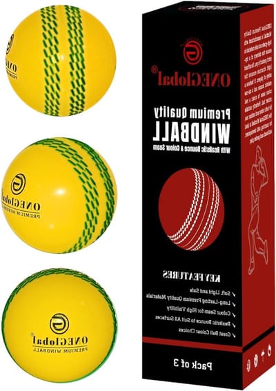 Premium zachte cricketbal voor windbal, duurzame kleurnaad, echte bounce & swing, windbal cricketballen voor binnen en buiten oefeningen, coaching, tuin- en strandspellen