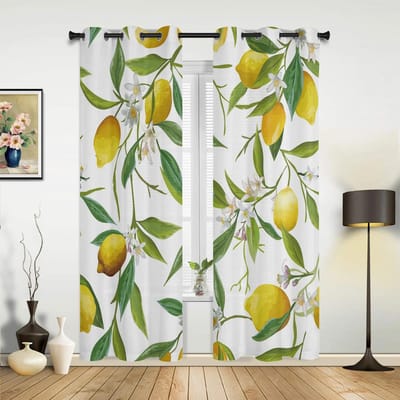 Fruit Citroengeel Wit Gordijnen voor Slaapkamer Woonkamer Draperieën Keuken Kinderkamer Raamgordijn Modern Huisdecor 135W x 60H(cm) x1