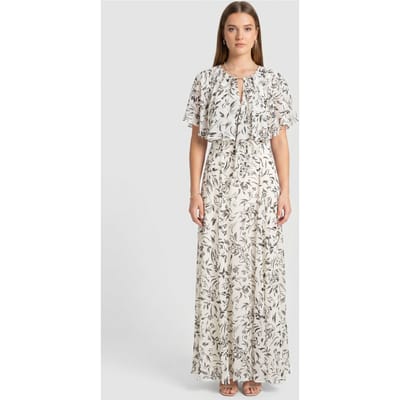 Karl Lagerfeld Ruffle Feminine Dress Pristine Black Flower Taglia: 38 | Maxi abiti Outlet | Donna | Nero
