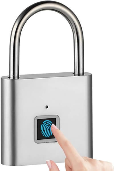 Hangslot-hangsloten-vingerafdruk slot-vingerafdruk hangslot - Sleutelloos biometrisch deurslot - Geschikt voor buitenomheining, opslag en sportschool - Combinatieslot USB oplaadbaar zilver