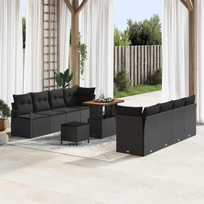 vidaXL Tuin Sofa Set met kussen met opslag Zwart 90 x 55 x 71 cm