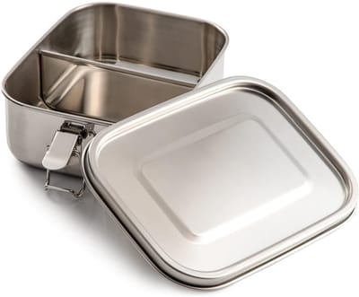 Famanu – Lekvrije roestvrijstalen lunchbox | Bento Box | 800 ml & 1200 ml | optionele verdelers | lekvrije siliconen afdichting | voedselopslagcontainer (800 ml - geen verdeler)