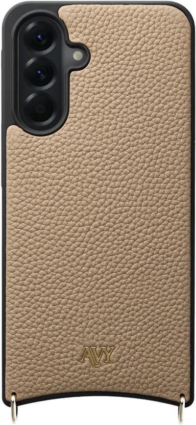 AVY Leren Hoesje geschikt voor Samsung Galaxy A57 | Compatibel met MagSafe | Leather Case | Back Cover | Haakjes voor koord | Beige