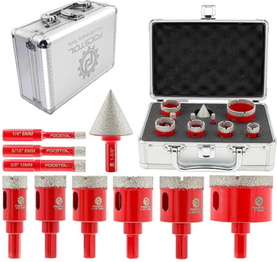 Diamant Tegelboor Set 10 Delig - Voor Porselein, Keramiek, Graniet en Steen - Inclusief Faseboor