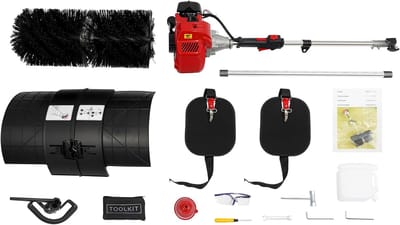 Bladzuiger Benzinemotor - Handheld Bladblazer - Gazon Reinigen - Krachtige 52cc Motor - 2047 Inch Borstel - Zwart Rood
