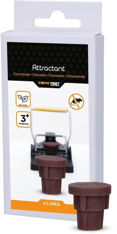 Knock Pest Control Muizen Lokmiddel 4 Stuks - Ongedierteval - Voor het monitoren van muizen of ratten - Chocolade
