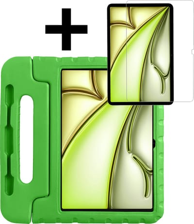 Hoes - Geschikt voor Apple iPad Air (2024/2025/2026) - 11 inch - Met Screenprotector - Kinderhoes Shockproof Bumper - Kidsproof Case - Tablet Hoesje - Kinder Hoesje Cover - Groen