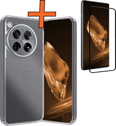Hoes - Met Screenprotector - Geschikt voor OnePlus 12 - Sterk & Shockproof - Back Cover - Siliconen Case - Telefoon Hoes - Transparant