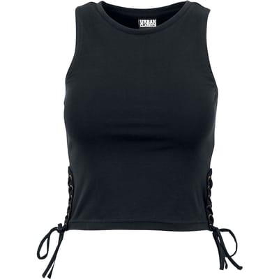 Urban Classics Top - Ladies Lace Up Cropped Top - XS tot XL - voor Vrouwen - zwart