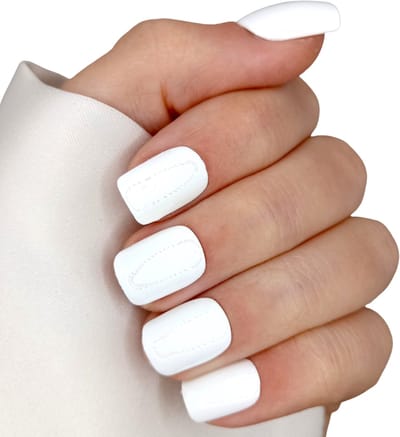 SD Press on Nails - B-34 - Plaknagels - Nagelset 20 Nagels - Wit - Gellak - Nagellak - Kort Recht- Nageltips - Nepnagels met Lijm - Kunstnagels - Nail Art - Handmade - Valse nagels - Nagelvijl - Accessoires - Korte Nagels -Square tips