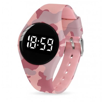 Alarmhorloge – 15 alarmen – oplaadbaar – rond - camouflage roze