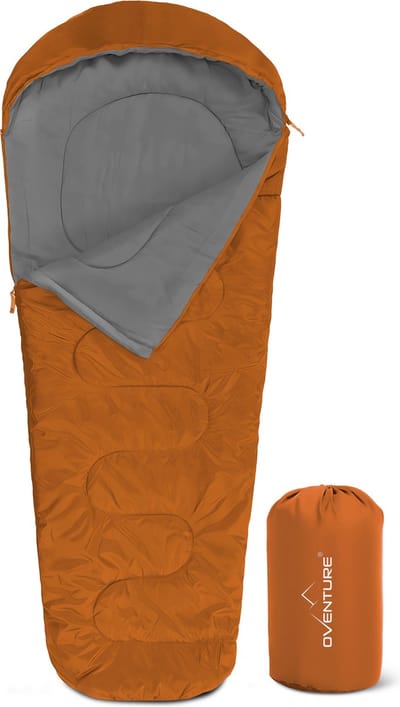 Oventure SleepPlus slaapzak | 230 x 80 cm | Mummy slaapzak | 3-seizoenen | Comfortabel tot 6 °C | Voor kamperen, backpacken en festivals | Lichtgewicht en compact | Slaapzak met capuchon | Inclusief draagtas | Rood