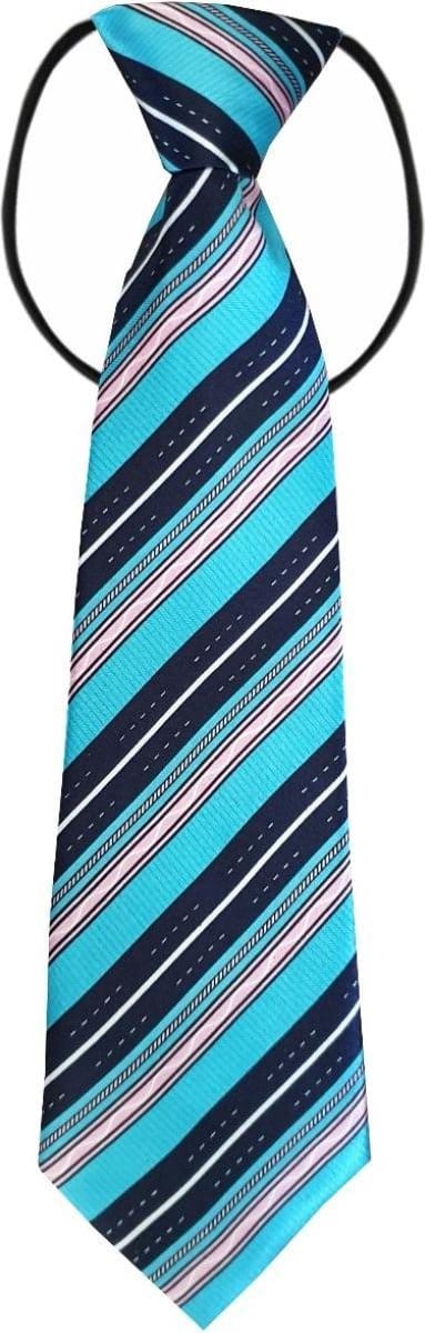Fako Fashion - Kinderstropdas - Stropdas - Jongens - Das - Print - Elastiek - Blauw/Roze Gestreept